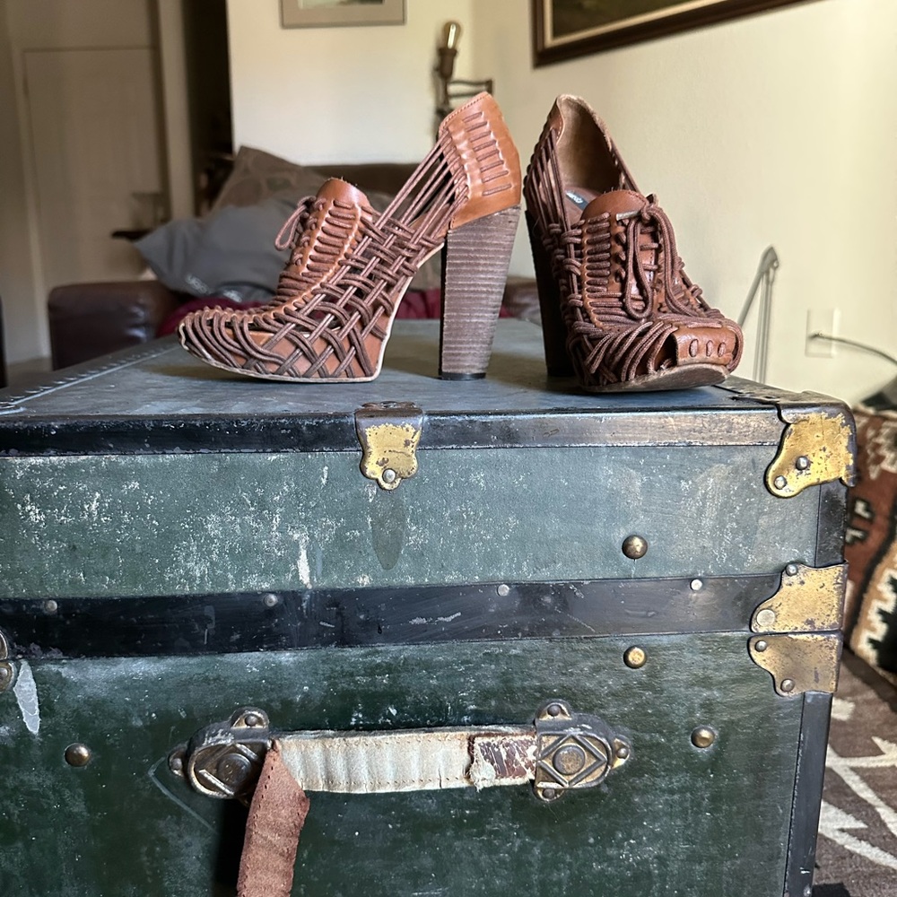 Miista made for Free People NAIA Huarache platforms in Cognac size 10